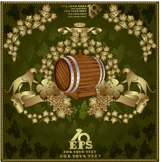 华贵金色纹样葡萄酒海报矢量素 华贵金色纹样葡萄酒海报矢量素