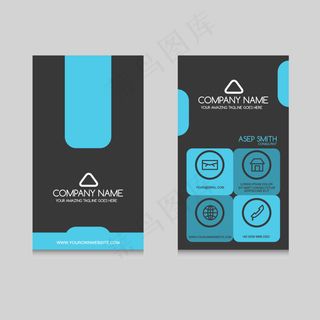 蓝色黑色商务名片模板