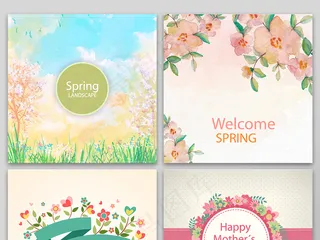 花卉背景手绘素描素材AI矢量图下载