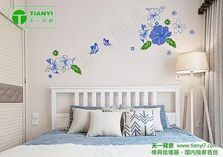 现代简约风格蝶恋花卧室背景设计图片