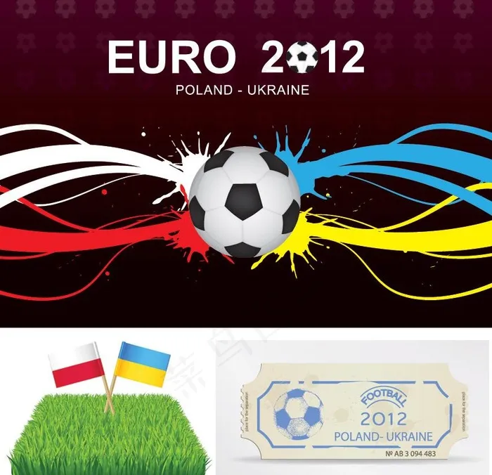 墨迹足球背景 足球票图片