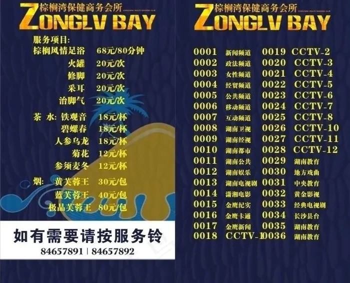 保健商务会所价目表图片cdr矢量模版下载