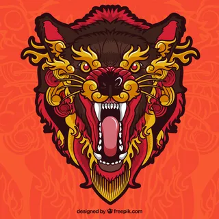 矢量卡通可爱狼