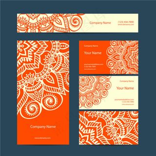 时尚民族花纹卡片设计矢量制作素材