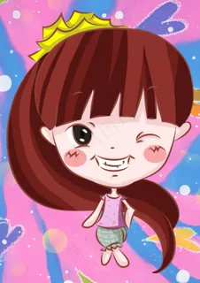 棕色头发Q版女孩 棕色头发Q版女孩