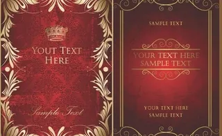 2华丽的金色花边杰出的海报模板矢量...