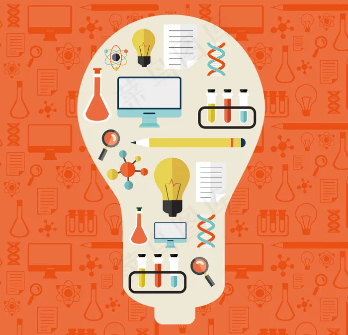 科学元素图标灯泡