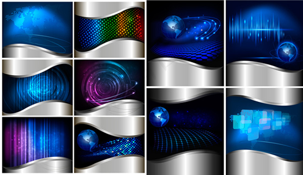 炫蓝地球科技背景矢量素材