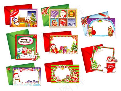 多款精美可爱圣诞节贺卡矢量素材