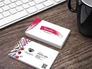 最新粉色绚丽色彩美容化妆品名片设计