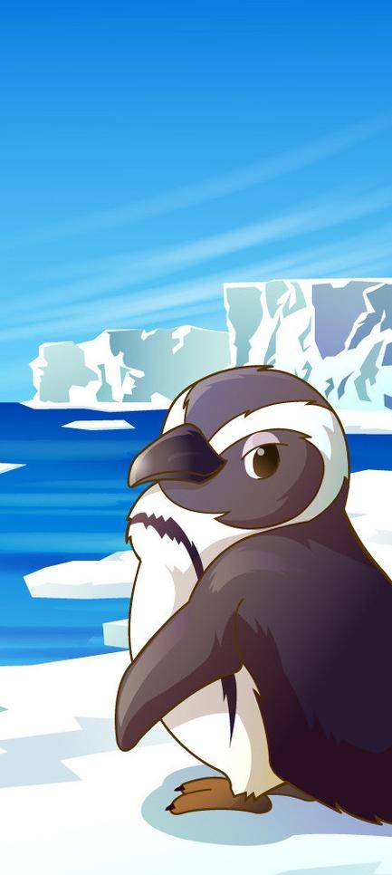 可爱动物绿色南极企鹅图片