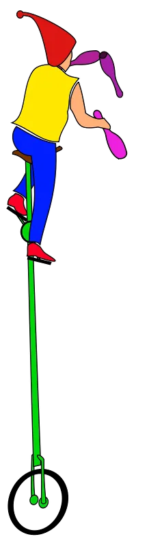 简单的魔术师在独轮车