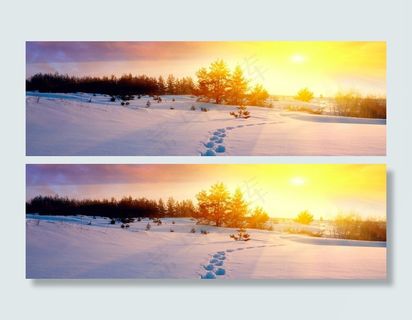 冬天雪景banner创意设计　