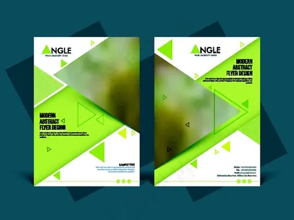 绿色三角形宣传单背景图片