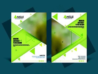 绿色三角形宣传单背景图片