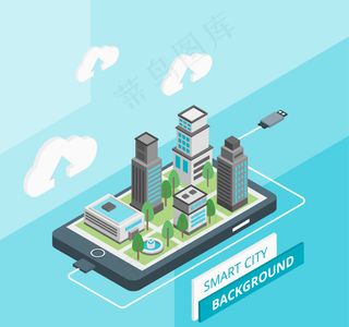 等距技术城市背景
