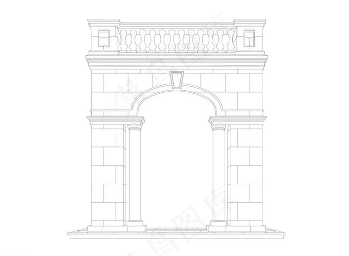 线描建筑矢量图图片ai矢量模版下载