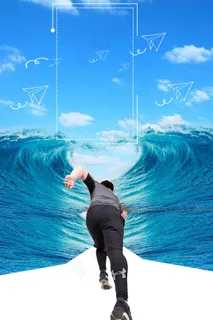 清新海洋奔跑广告背景