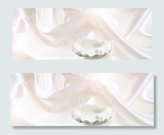 白色丝绸banner背景
