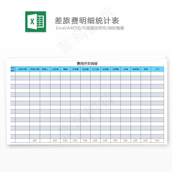 差旅费明细统计表
