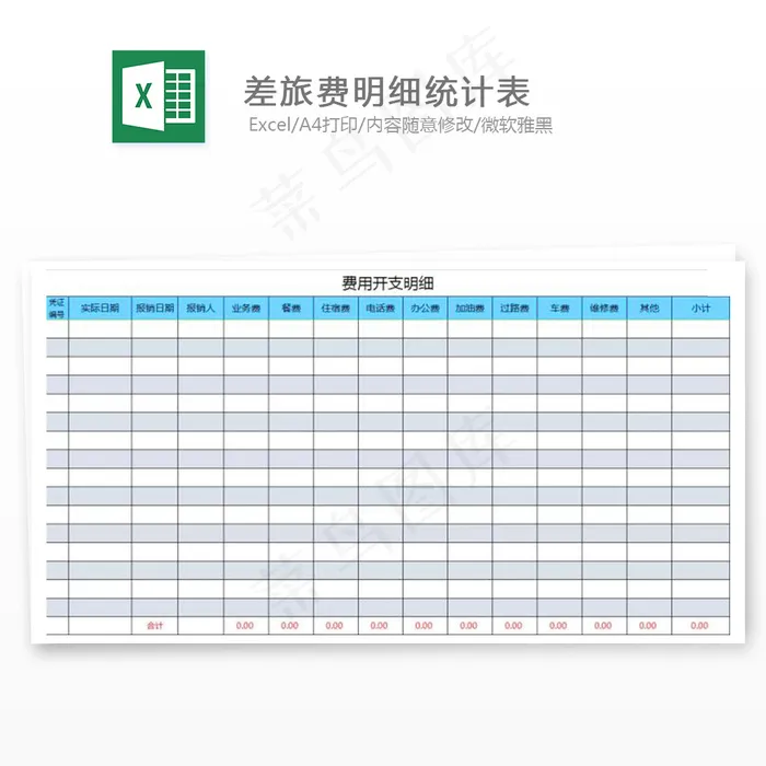 差旅费明细统计表