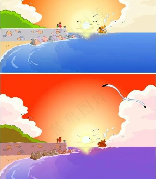 ai矢量海滩美景图片ai矢量模版下载