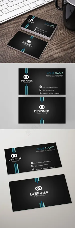 2017高端黑简洁大气商业名片模板...