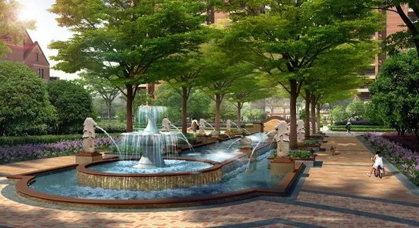 公寓别墅喷泉图片