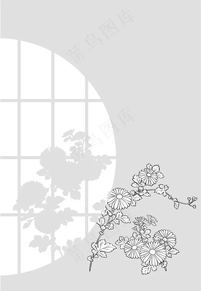 日本的植物花卉矢量素材31菊图