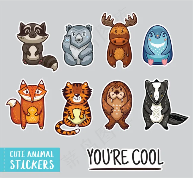 一群动物图片eps,ai矢量模版下载