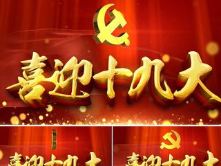 喜迎十九大党政立体文字大气红色会议...