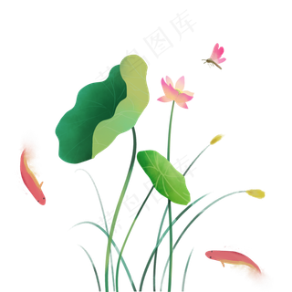 唯美小清新荷花荷叶蜻蜓PNG唯美小清新荷花荷叶蜻蜓PNG