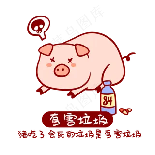 垃圾分类小猪表情包,免抠元素