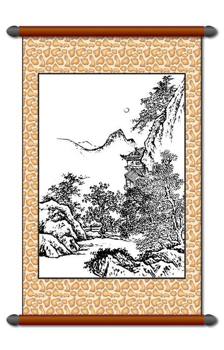 白描 风景画图片