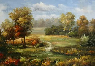 手绘欧式古典油画风景图片