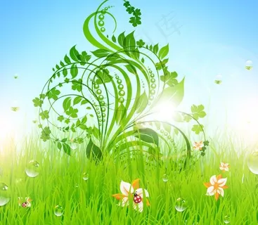 绿色花纹草地矢量素材