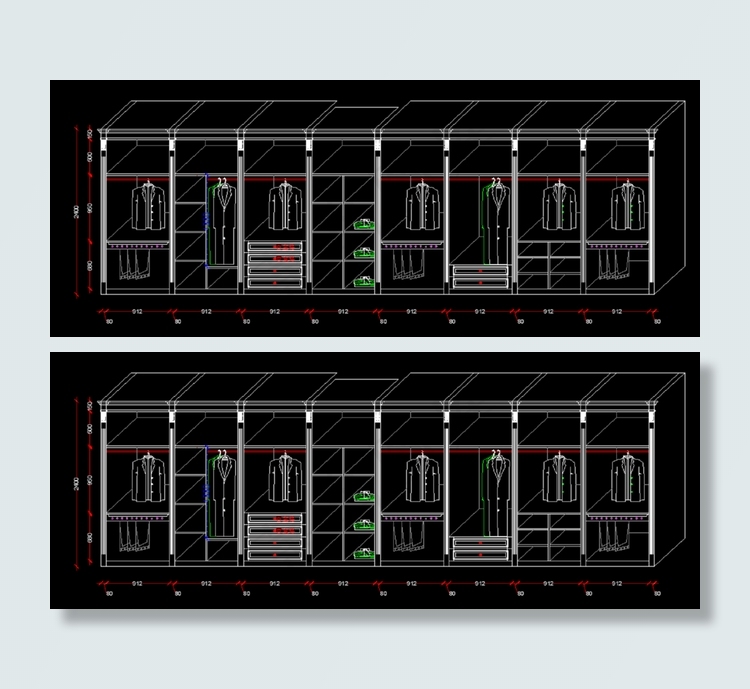 衣柜cad内部结构图图片