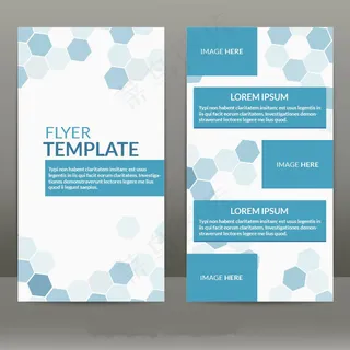 蓝色科技感六边形卡片设计素材