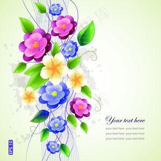 矢量春天水彩鲜花背景