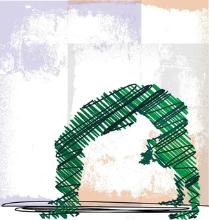 女人的冥想和做瑜伽的矢量插图摘要素...