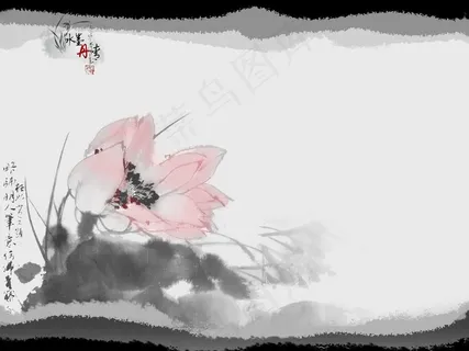 水墨画荷花荷叶创意宣传设计海报