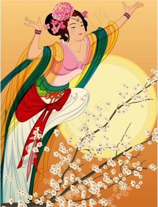 中秋的仙女嫦娥矢量素材10