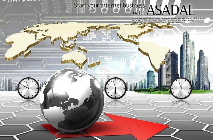 世界板块 建筑 创意商务图片psd模版下载