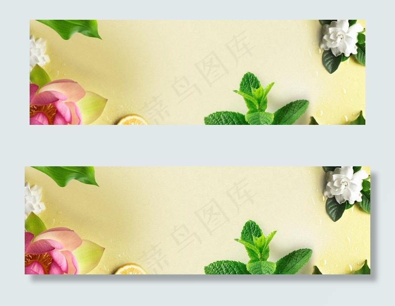 化妆品绘画梦幻花卉banner海报...(1920X600(DPI:72))psd模版下载