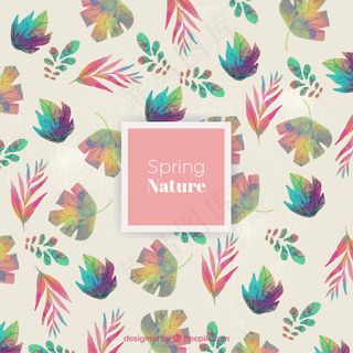 水彩可爱的树叶图案