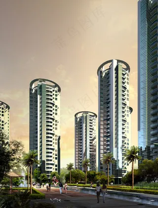 高楼林立高级商务中心PSD效