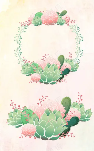 小清新淡雅藤蔓花圈边框背景矢量元素