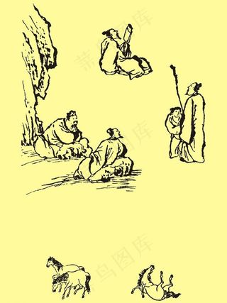 国画人物骏马图片