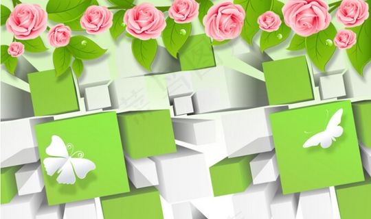 3D玫瑰花背景