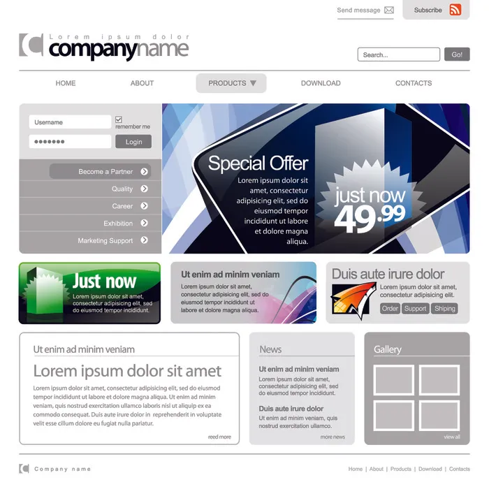 商业促销网站设计矢量素材eps,ai矢量模版下载